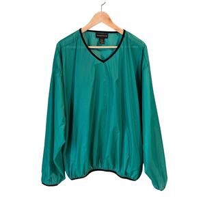 VTG Izod Club Golf Pullover Mens Large V-Neck Rain Jacket Sporty Preppy Green